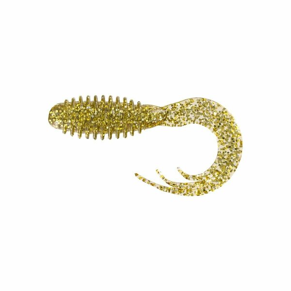 Big Bite Baits 2 in. Ring Triple Tip Grub Clear Gold Glitter Fishing Lure, 10PK RTTG231